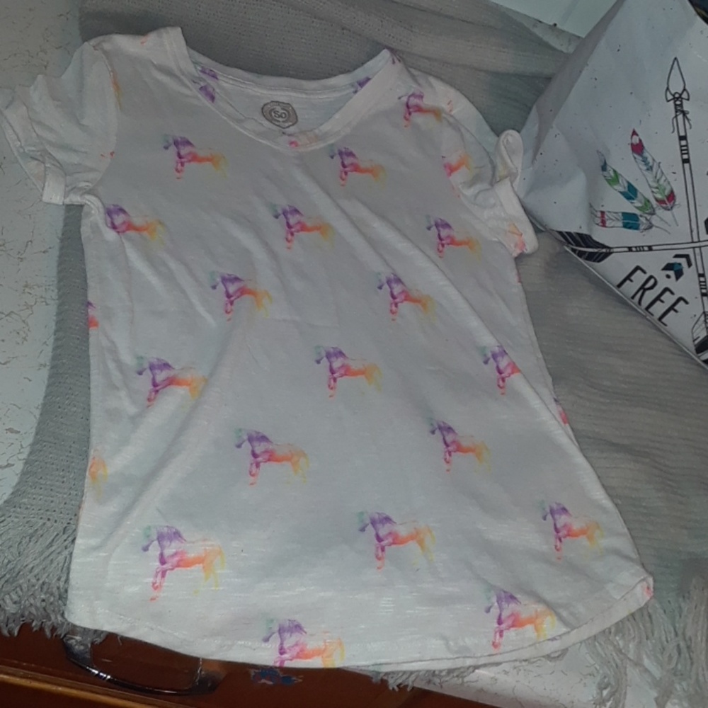 Kohl's SO Rainbow Unicorn shirt girls size 16